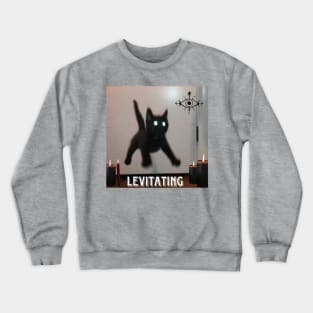 Black cat Levitating Crewneck Sweatshirt